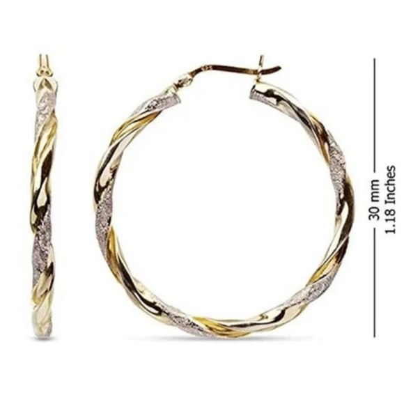 Gold and Silver Twisted Hoop Earrings - Picture 1 of 6